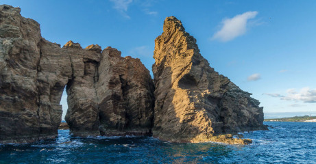 Azores, rocks of Ilheu Deitado in front of Pico