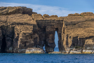 Azores, rocks of Ilheu Deitado in front of Pico