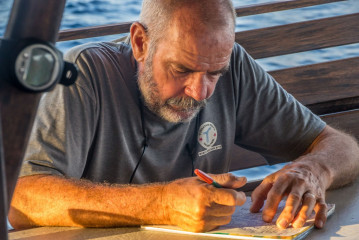 Philippines, Marc Bratschi, captain of the "Dschubba", Safari Boat Tubbataha