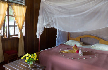 Sea Front Bungalow Inside, Seabreeze Resort, Bunaken Island, Manado, Indonesia