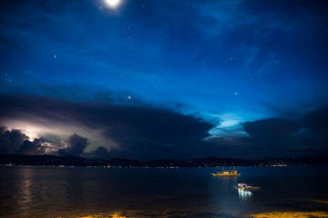 Philippines, Moalboal, Night, Stars, Thunder