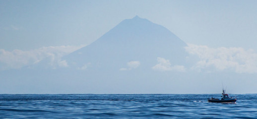 Azores, view to Pico with fisherman's boat