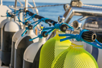Azores, dive tanks on the boat Saildive