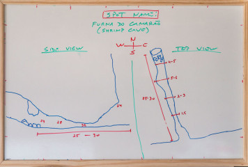 Azores, dive map Furna Do Camarao Shrimp-Cave