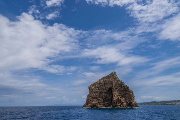 Azores, rocks of Ilheu Deitado in front of Pico