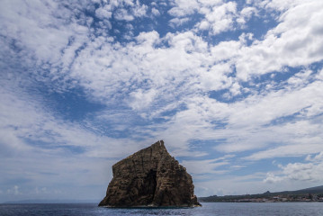Azores, rocks of Ilheu Deitado in front of Pico