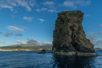 Azores, rocks of Ilheu Deitado in front of Pico