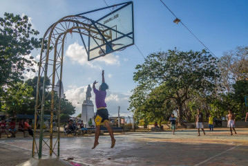 Philippines, Palawan, Puerto Princesa, basketball players