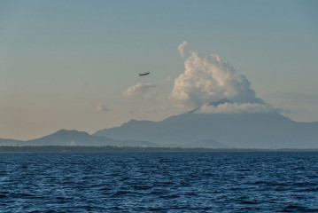 Philippines, view of the Palawan coast, Puerto Princesa, starting airplane