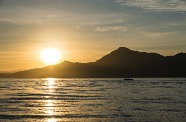 Sunrise at Bunaken Divers Restaurant, Bunaken Island, Manado, Indonesia